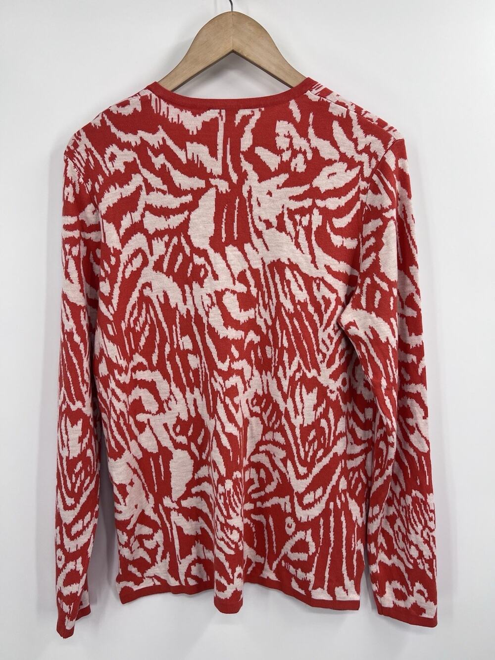 Olsen Henny Classic Fit Sweater Coral Abstract Print V Neck M